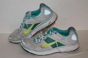 Nike Lunar Elite + Running Shoes, #386478-103, Grey/Teal/Yellow, Womens US 8